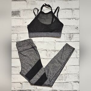 2pc Activewear Set • Sports Bra Small / Leggings Medium • Gray Black